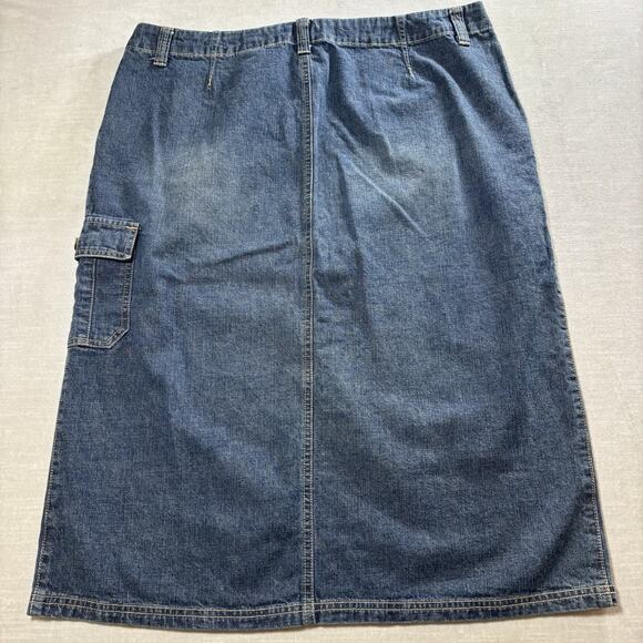 VTG Unionbay 90s Y2K Denim Midi Jean Skirt Cargo Pocket Sz 15 Blue Grunge Retro - Picture 2 of 9
